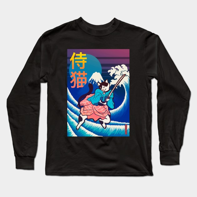 Cyber samurai cat Long Sleeve T-Shirt by Syntetyc